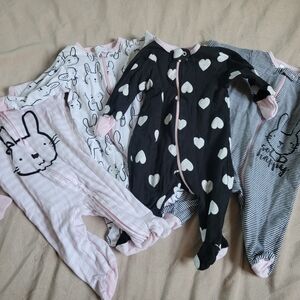 Lot of Bunny Footie Sleepers